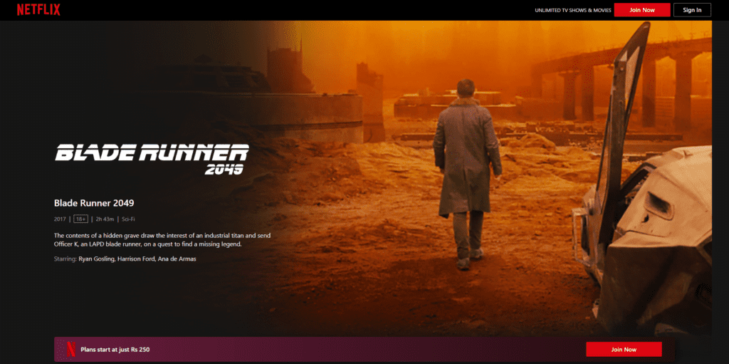 Blade Runner 2049 artificial intelligence movies on netflix