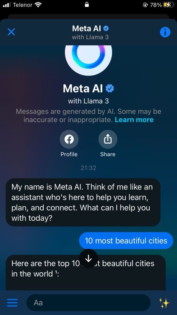 Facebook Messenger chatbot