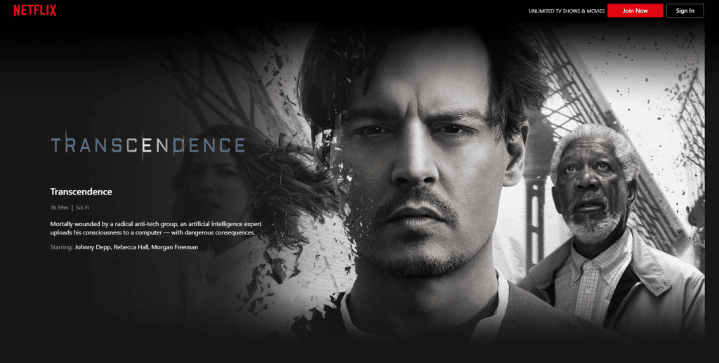 Transcendence Top 10 Artificial Intelligence Movies on Netflix