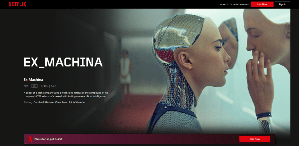 ex machina Artificial Intelligence Movies on Netflix