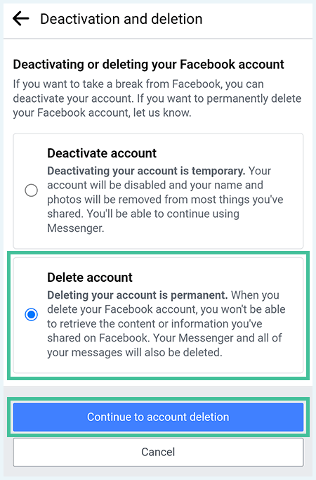 how to delete from facebook